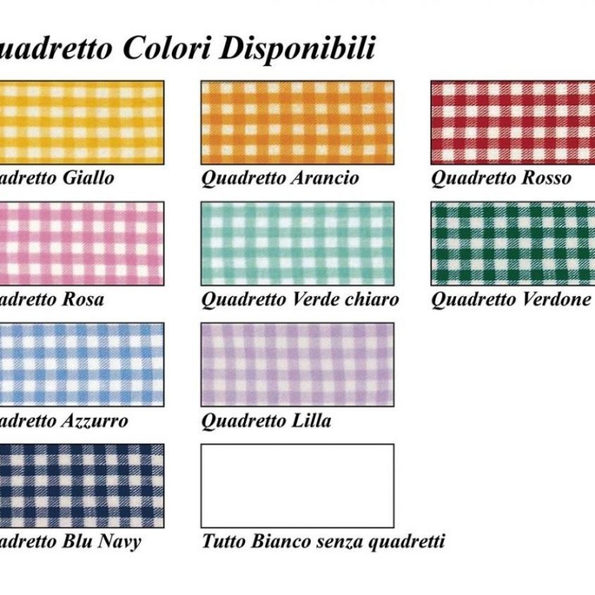 Abbinamento colori disponibili quadretto, bavaglino con tasca colorato